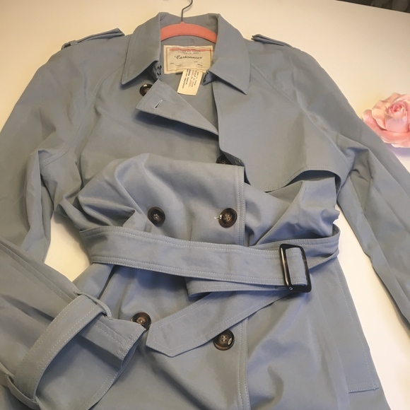 Cartonnier Jackets & Blazers - NWOT Anthro Cartonnier Dusty Blue Trench Coat